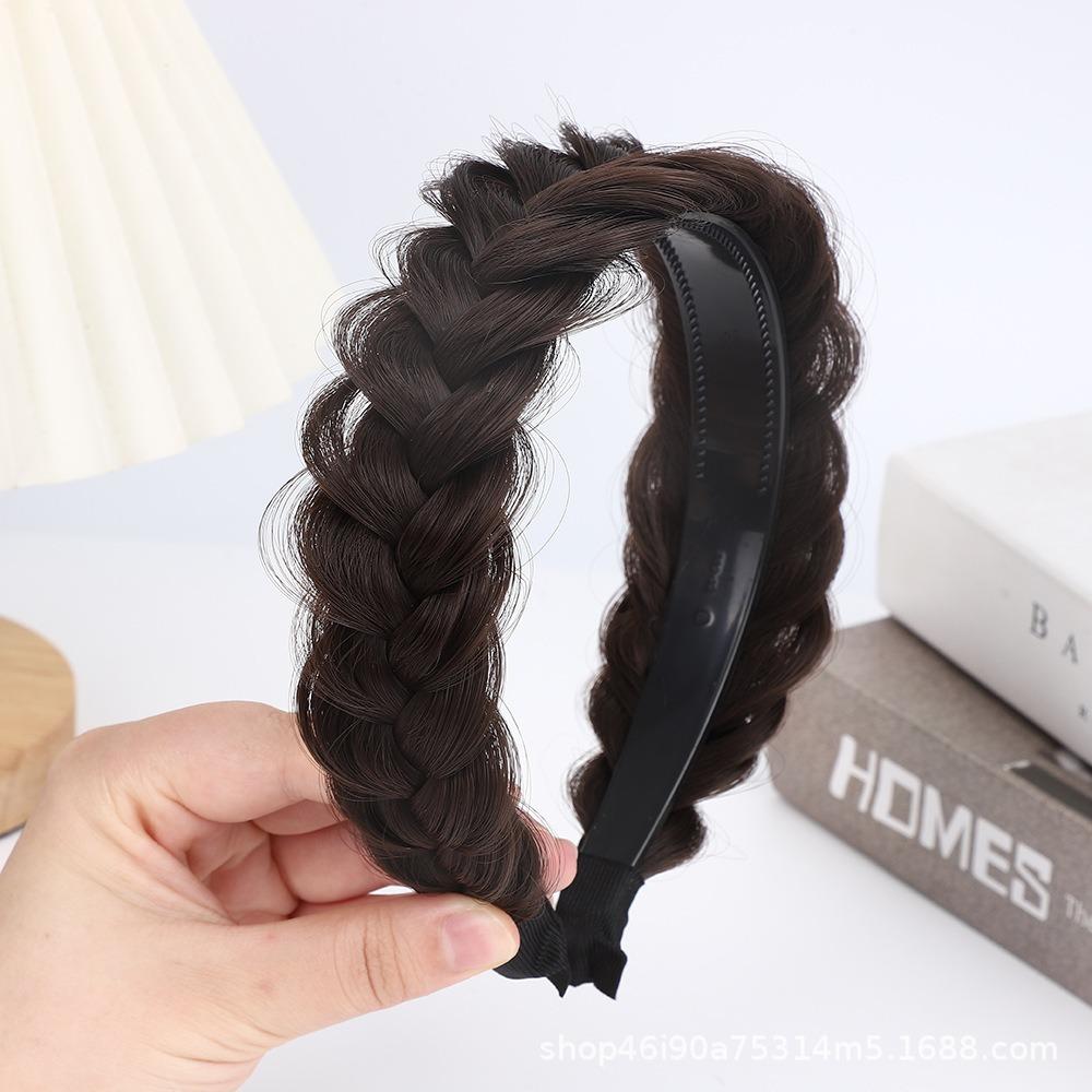 Wide and Messy Braided Headband in Sandy Gold High Elasticity Unisex Fashionable Hair Clip for Girls and Women