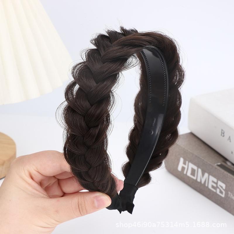 Wide and Messy Braided Headband in Sandy Gold High Elasticity Unisex Fashionable Hair Clip for Girls and Women