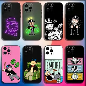 Dollar Alec Monopoly Man Protective Phone Case - Soft Black Casing for iPhone 16,15,14,13,12,11,Pro,X,XS,Max,XR,Plus,Mini - Mobile Phone Accessories