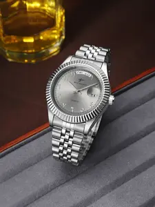 Men's Classic Arabic Numerals Round Dial Quartz Watch, Daily Wear Accessories, Displays Weekday and Date, Back-to-School Gift, Father's Gift, Comes with Box, Exquisite Men's Gift Watch