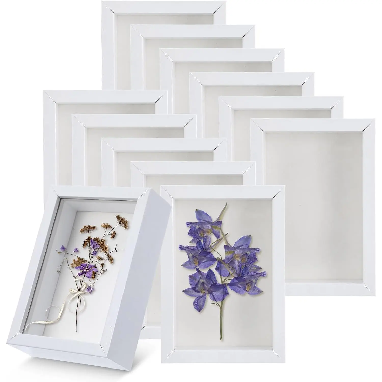 12 Pack 4 x 6 Inches Shadow Box Frame, Small Wood Frame Memory Display Cases,1.2in Depth Picture Frame Case for Dried Flowers, DIY Craft, Memorabilia, Medals and Photos