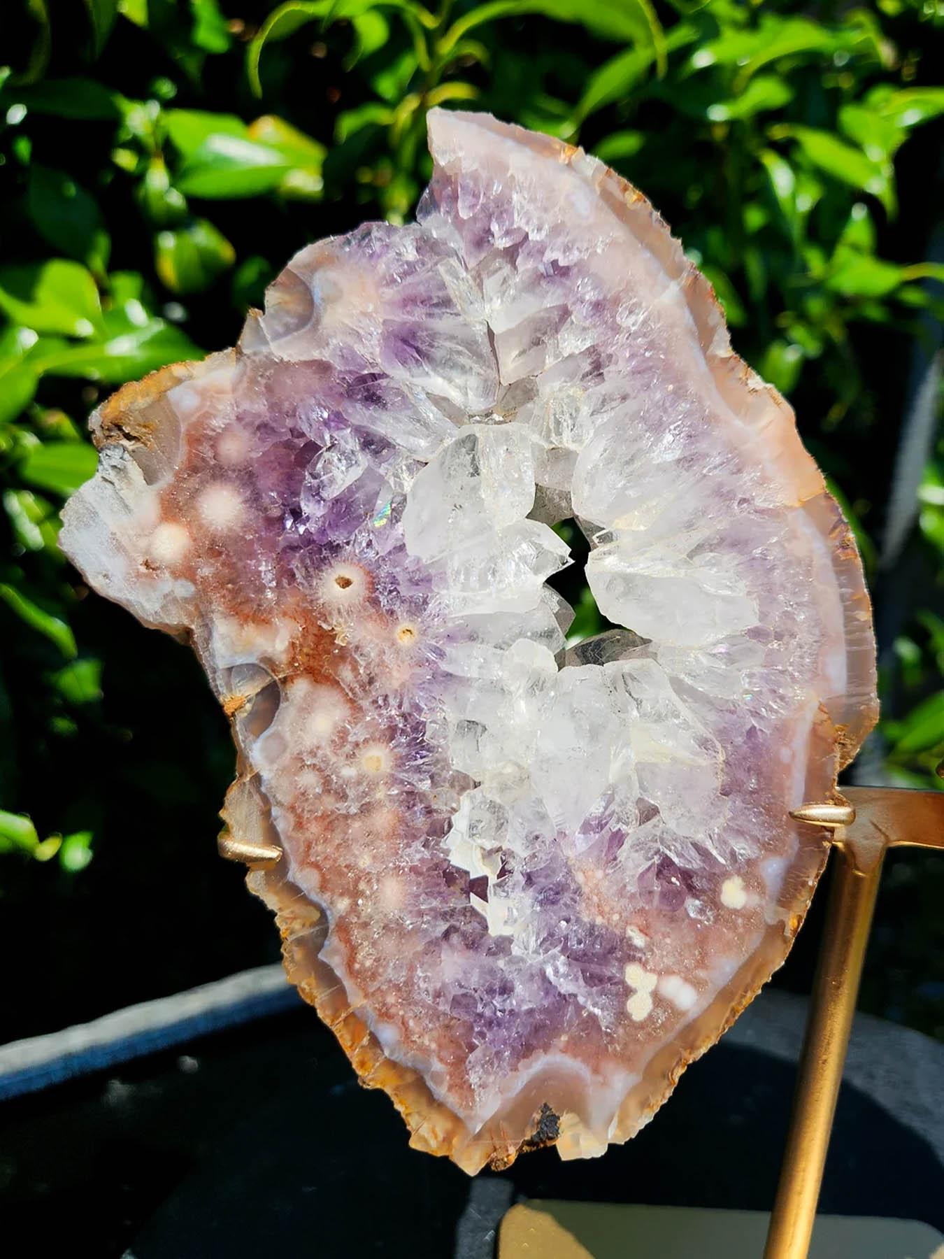 Pink Amethyst Quartz Agate Crystal Sliced Rough Specimen, Creative Gift & Diy Jewelry Accessories, Home Art Decoration, Natural Crystals