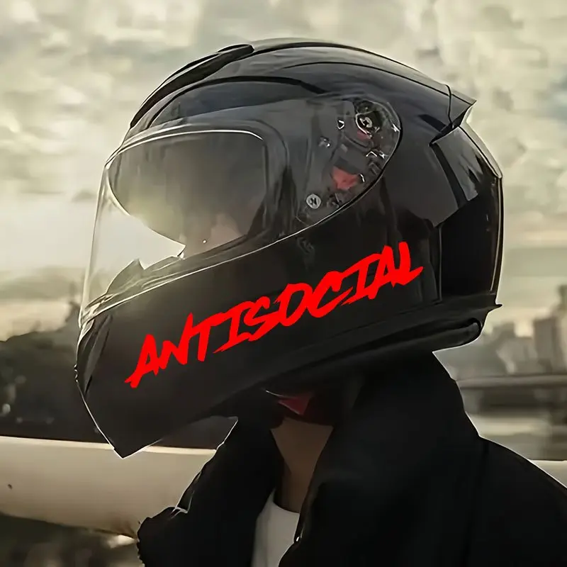 2PCS/SET Trendy "ANTISOCIAL" Font Car Sticker, Street Style Body Decoration Sticker, Suitable for Car Doors/Hoods/Motorcycle Helmets, Highlight Personality and Anti-social Attitude Car Modification Sticker, Decal For Cars, Car Decals, Vehicle Decoration