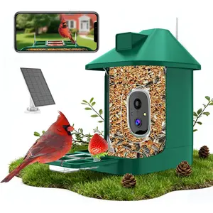 2K WiFi Smart Bird Feeder Camera Solar Powered Outdoor with Live View Night Vision AI Identify Auto Record Video Real-Time App Alerts Birdwatching Gifts for Family Bird Lovers