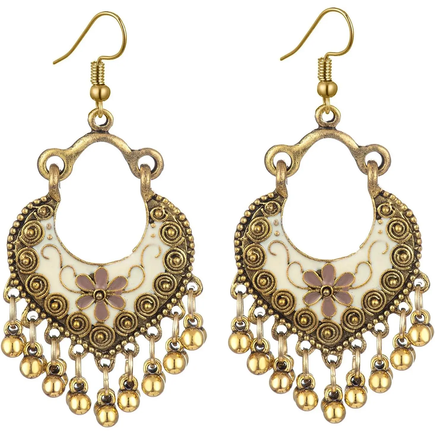 Bohemian  Earrings for Women Ethnic Style Collection with Metal Hoops Beaded Tassels  Design Lightweight Dangle Earrings for Daily Wear Party Accessory