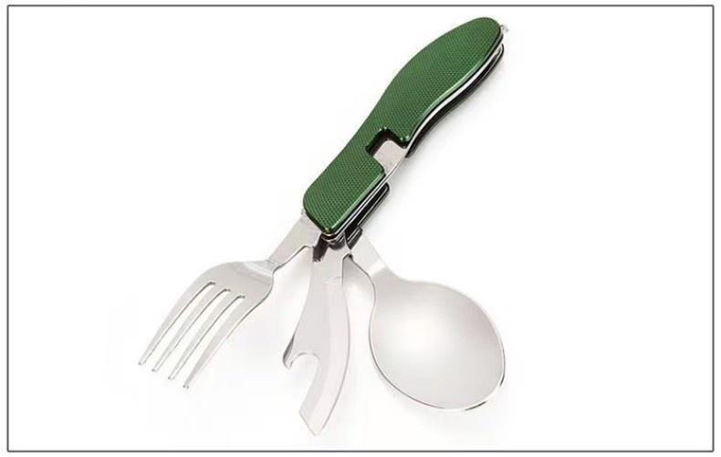 Portable Stainless Steel Cutlery Set for Travel Camping Knife Fork Spoon 3 in 1 Folding Utensils Outdoor Multi - Function Cutlery