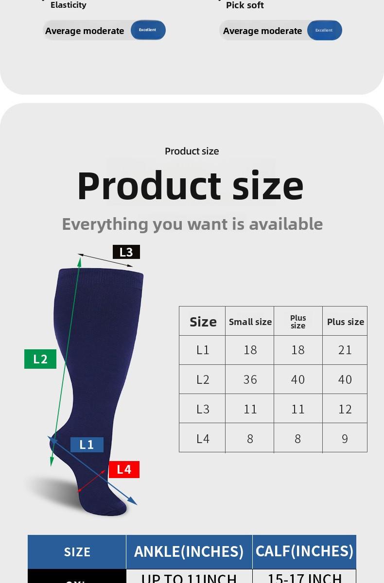 2 Pairs Colorful Plus Size Compression Socks | High Stretch Wide Calf Fitness Socks women