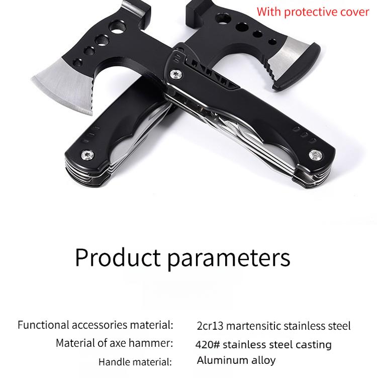 Multifunctional Folding Axe-Hammer Outdoor Camping Survival Tool Tactical Axe Portable Fire Axe with Knife and Pliers Emergency Equipment