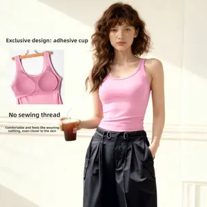 Popular yoga clothes, threaded straps, chest pads, comfortable slim fit, wide shoulder straps, sling vest, sleeveless