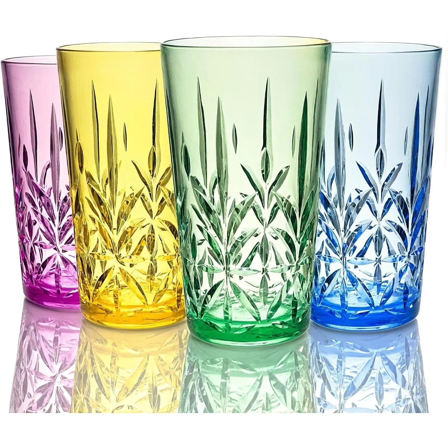 18oz Unbreakable  Drinking Tumblers Set of 4,  Dishwasher-Safe Stackable Cups,  HighBall Glasses,  Drinkware for Indoor & Outdoor Use,  Taiwan.