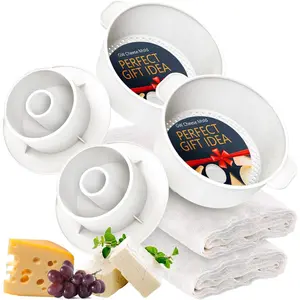2 PCS Cheese Mold 1,6QT - Follower - Cheesecloth 100% Cotton for Semi-Hard and Hard Cheeses- Homemade Cheese Making Supplies - Molde Para Queso Fresco Casero