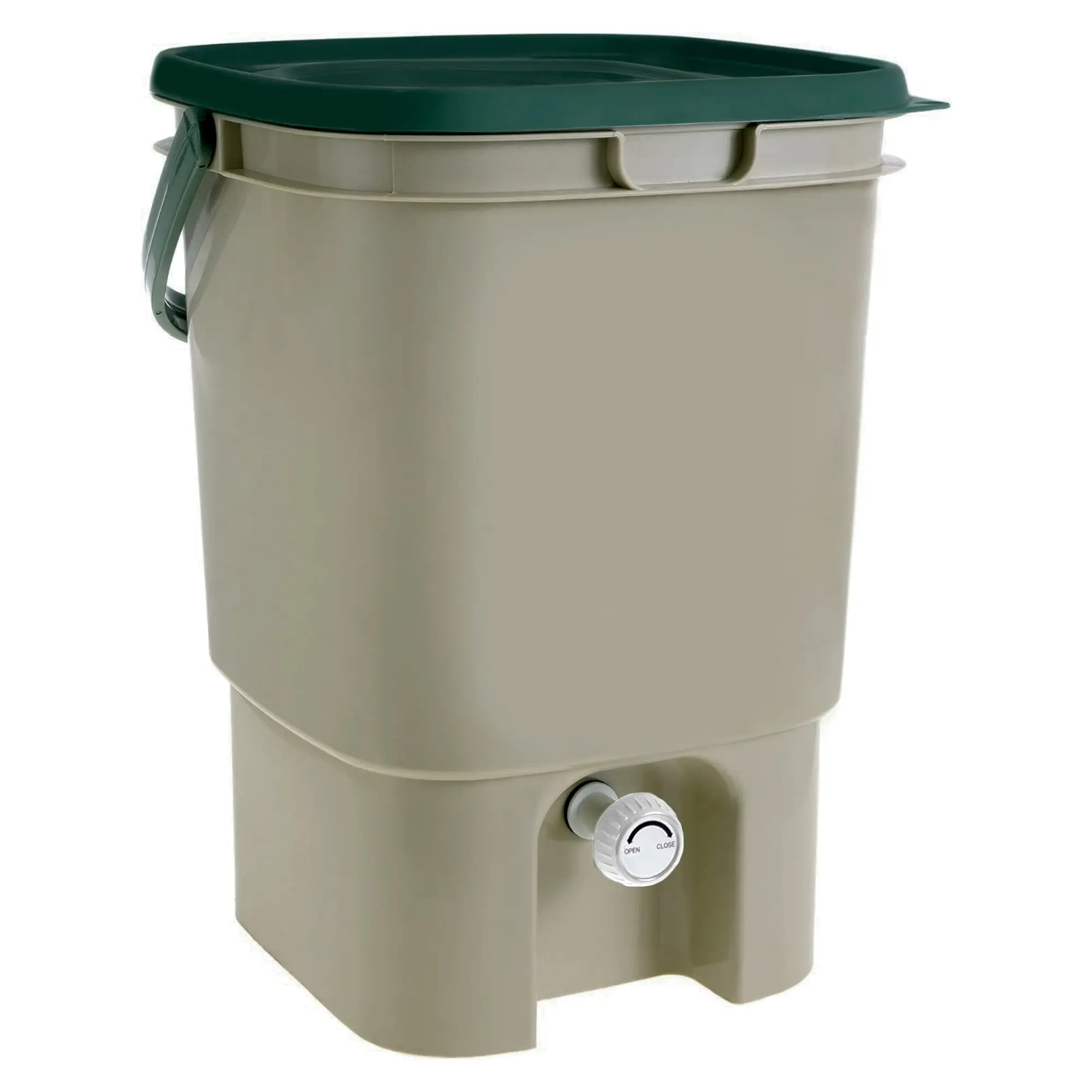 Bokashi Compost Bucket with Drain Spigot & Strainer, Odor Resistant PP Kitchen Food Waste Fermentation Bin, Indoor Outdoor Compost Container for Organic Liquid Fertilizer 11.8x11.8x15.9 Inch