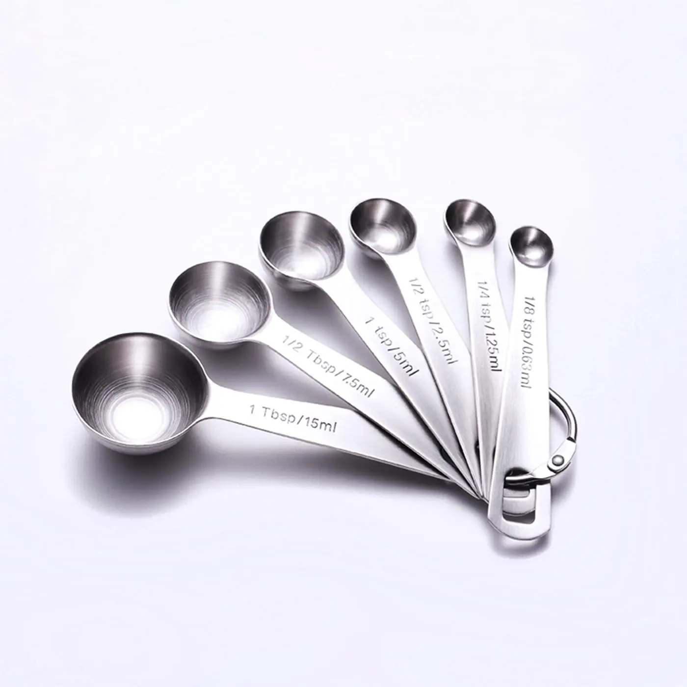 Measuring Spoons, Heavy Duty 18/10 Stainless Steel Measuring Spoons Set, Small Tablespoon with Metric and  Measurements, Set of 6 for Baking or Cooking Ingredients Measuring (Round spoons)