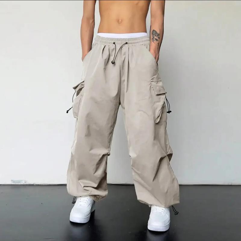 Kyn Apparel 2025 Summer New Quick Drying Work Pants Men's American Parachute Pants High Waist Wide Leg Casual Sports Long Pants