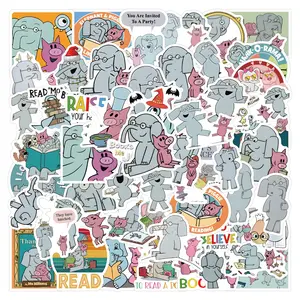 60 Sheets Elephant and Piggie Graffiti Stickers, Waterproof Car Luggage Phone Case Stickers, Fun and Durable Decorative Stickers