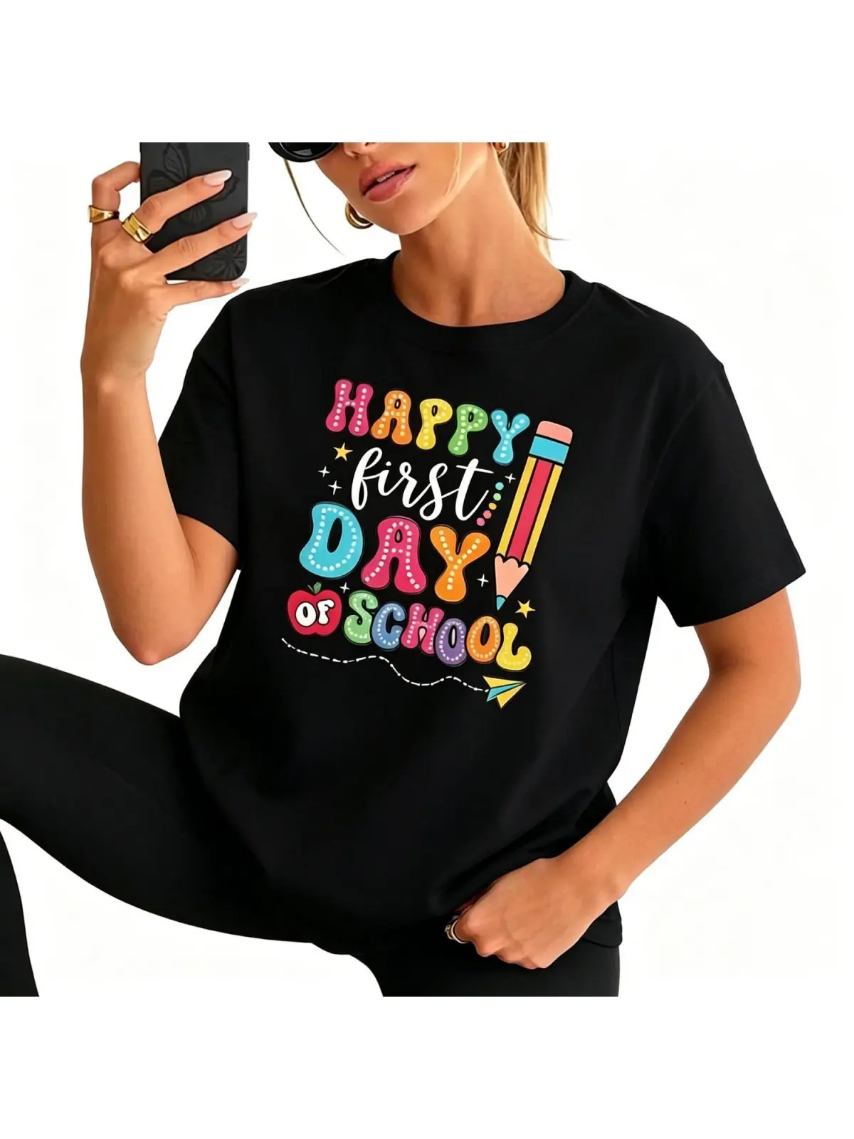 Fun Teacher Back to Iron On Stickers with Happy First Day Design Teacher Accessories, Decor, Backtoschool Theme