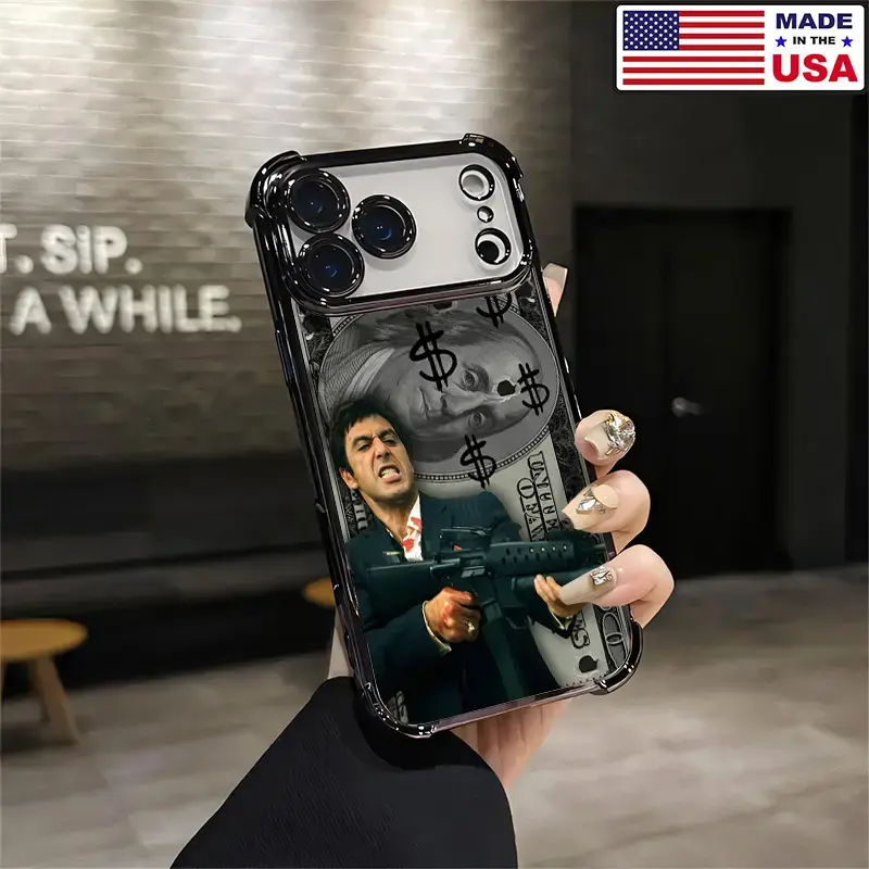Cool Scarface Tony Montana Dollar Print Phone Case,for iPhone 11 12 13 14 15 16 17 Pro Max Plus phone case,Phone Accessories,Gift for him/her Protective Cover Protection Casing