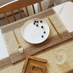 Hand-Woven Paper Rope & Jute Placemat, Tassel Accent Heat-Resistant Decor Mat