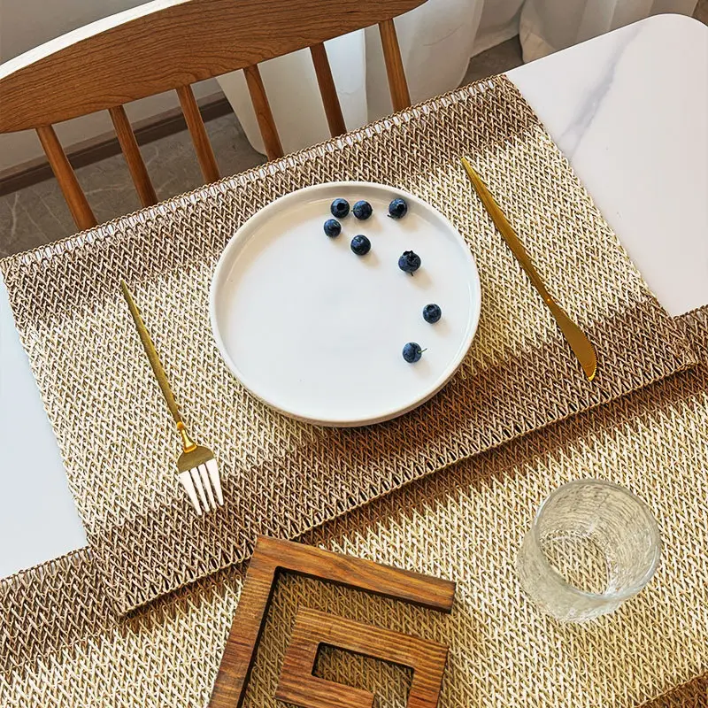 Hand-Woven Paper Rope & Jute Placemat, Tassel Accent Heat-Resistant Decor Mat