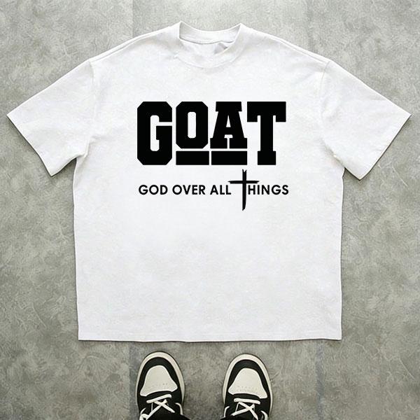 "God Over All" graphic T-shirt for men, 100% cotton, breathable loose streetwear short sleeve, urban faith style casual tee for everyday outdoor wear - trendy Christian casual top, short sleeve, menswear, T-shirt, crew neck, TikTok Shop Spring Glow Up.,su