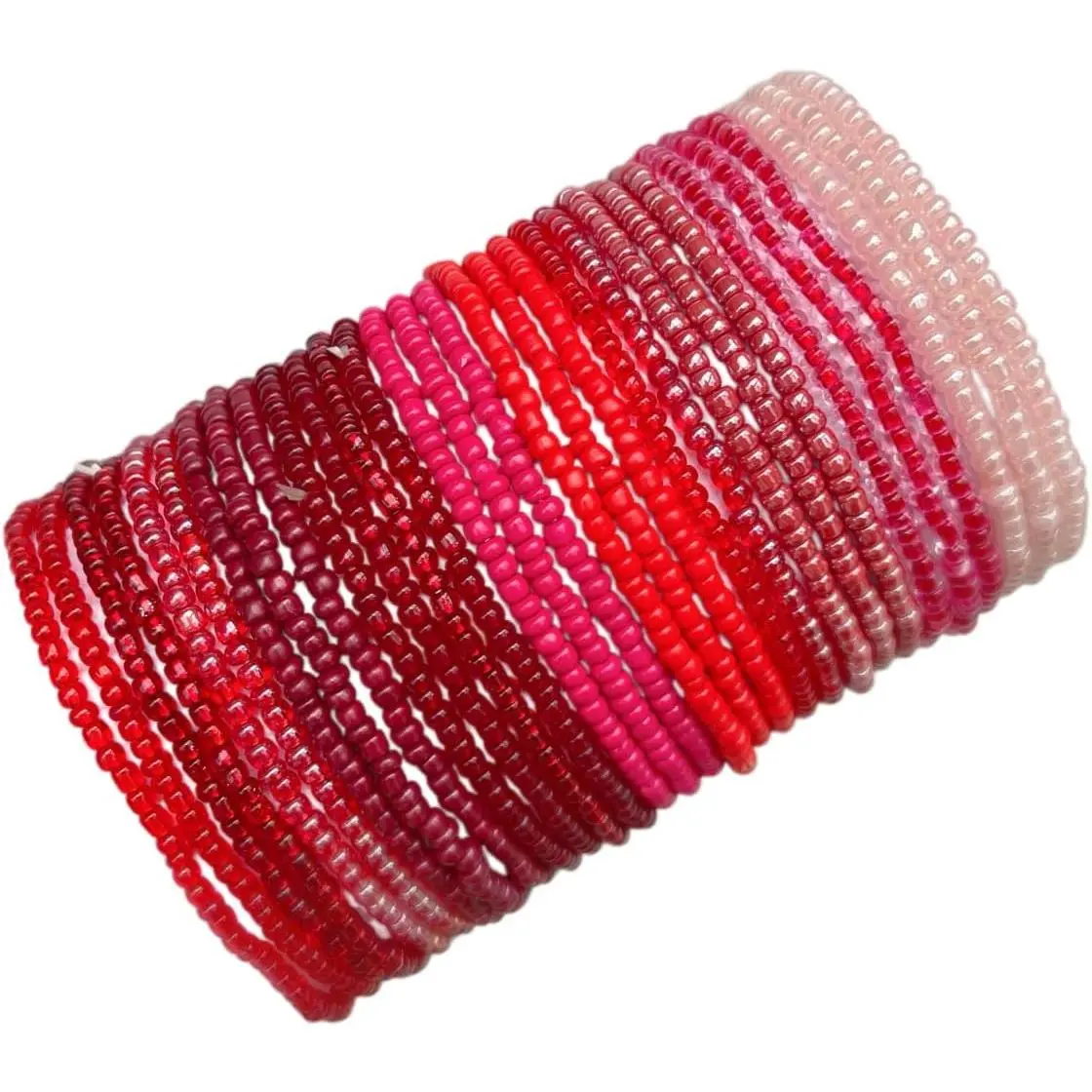 30 count Colorful Elastic Beaded Bracelets Set Bohemia Rainbow Stretch Bracelet Boho Vaction  for Women