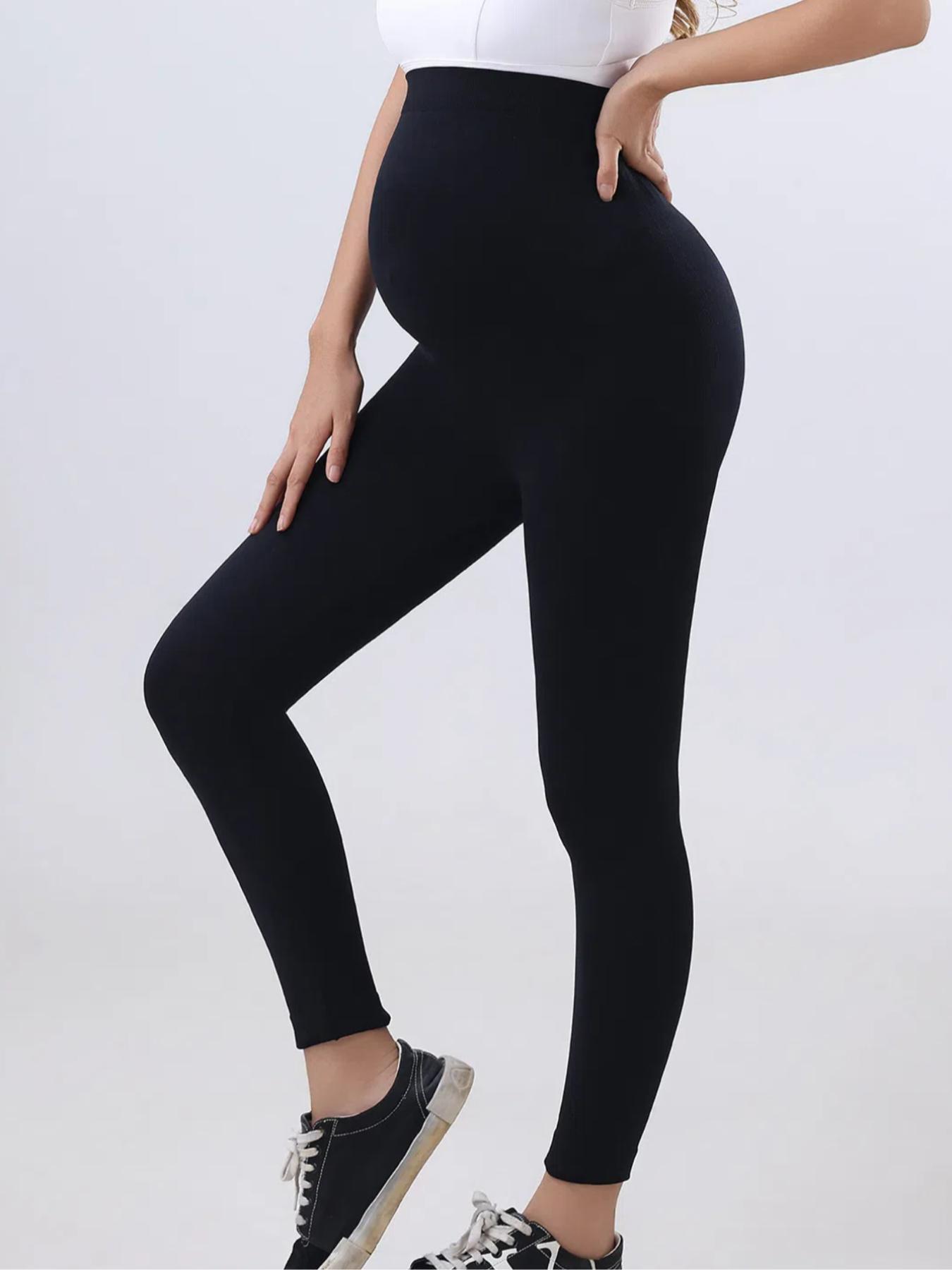 Maternity Solid Color High Waist Leggings, Casual Fit Maternity Comfy Seamless Skinny Pants for, Pregnancy & Postpartum, Maternity Bottoms for All Seasons, Maternity Clothes