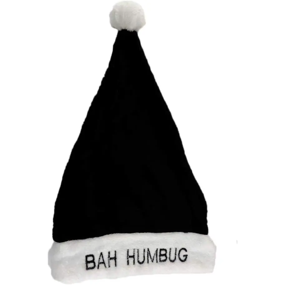Bah Humbug Black Santa Claus Christmas Hat,  Size