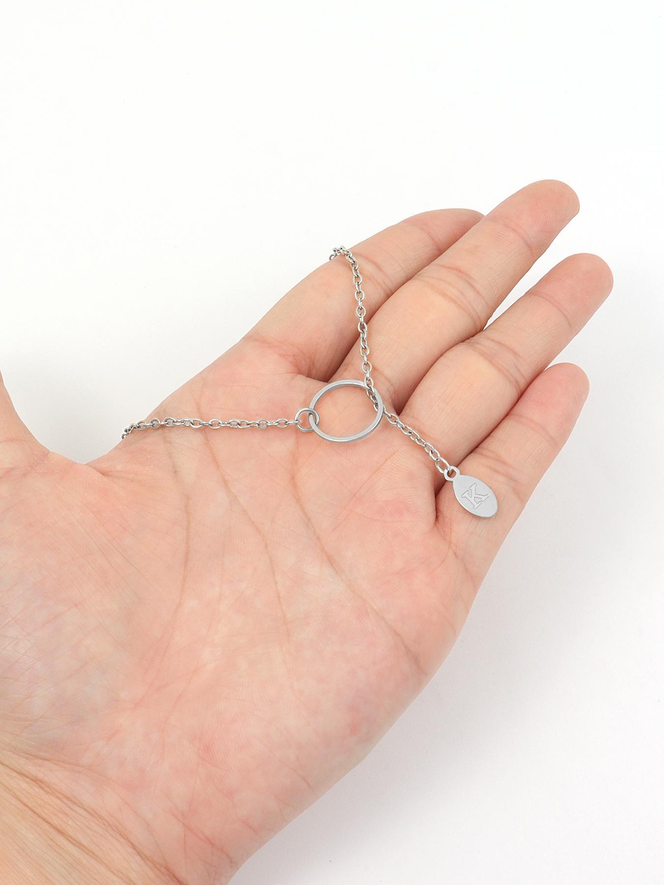 Simple Letter Pendant Necklace for Women, Necklace Initial, Round Charm Stainless Steel Jewelry for Party, Daily Clothing Decor, Trendy All-match & Exquisite Jewelry for Birthday Gift