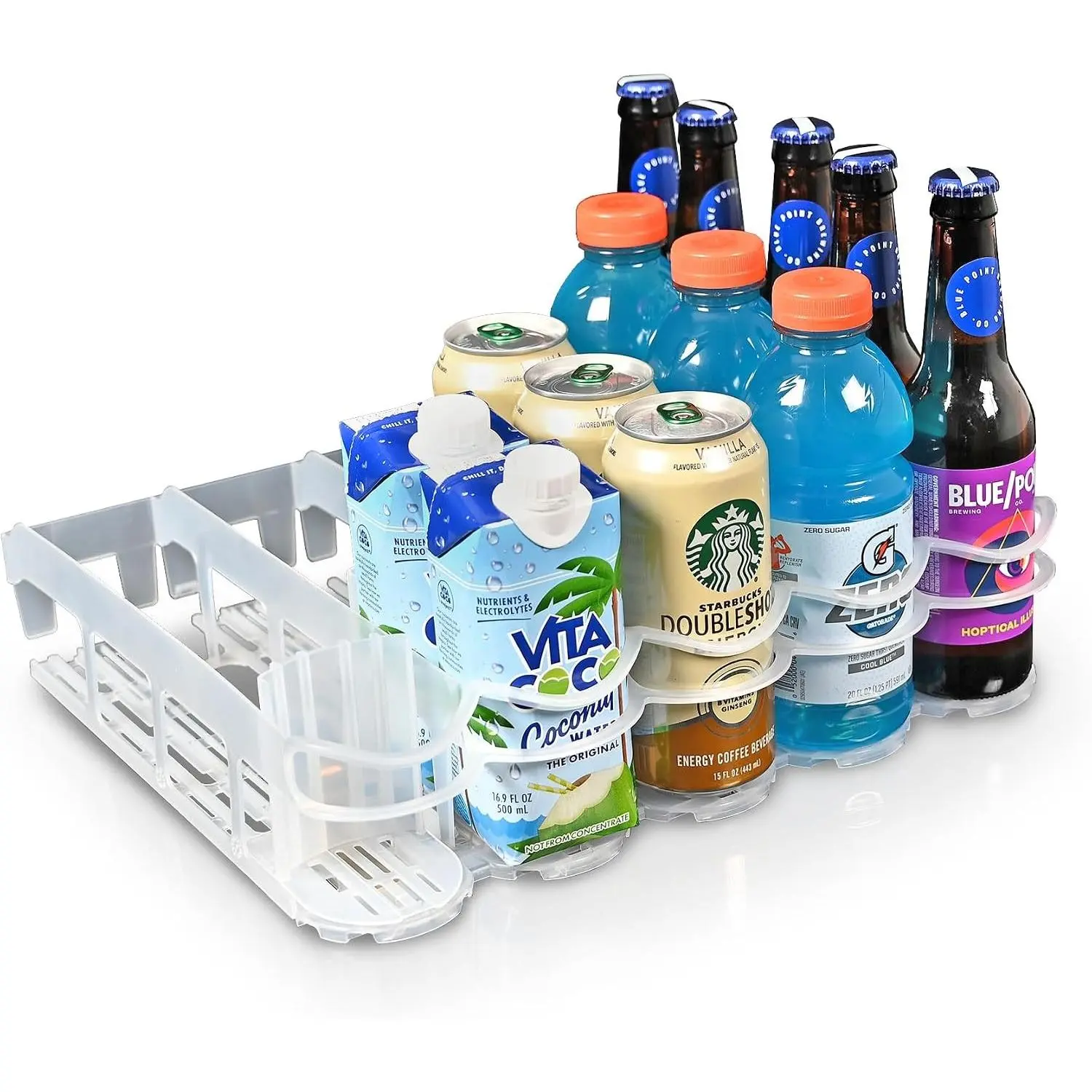 Fridge-Plus Drink Organizer for Refrigerator Storage - Soda Can Dispenser and Soda Can Organizer Rack for Bar Fridge (Pack of 1)
