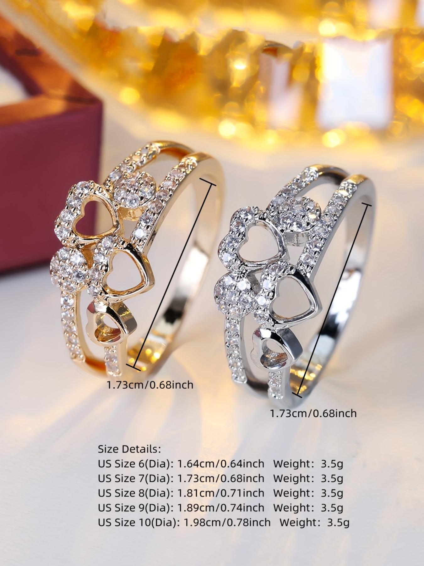 Women's Elegant Rhinestone Decorated Heart Design Ring, Trendy Jewellery Accessories, Exquisite Trendy Ring, Fashionable Jewelry for Women As Engagement & Wedding Anniversary Gift, Heart Shaped Ring