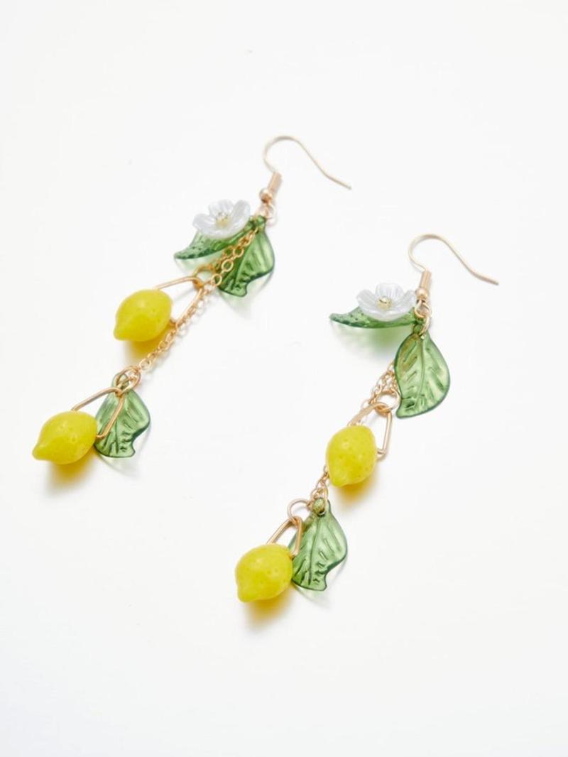 Cute Lemon Leaf Design Dangle Earrings, Fashionable Jewelry for Women, Daily Clothing Decor, Trendy All-match & Exquisite Jewelry for Birthday Gift, Fashion Jewelry Party