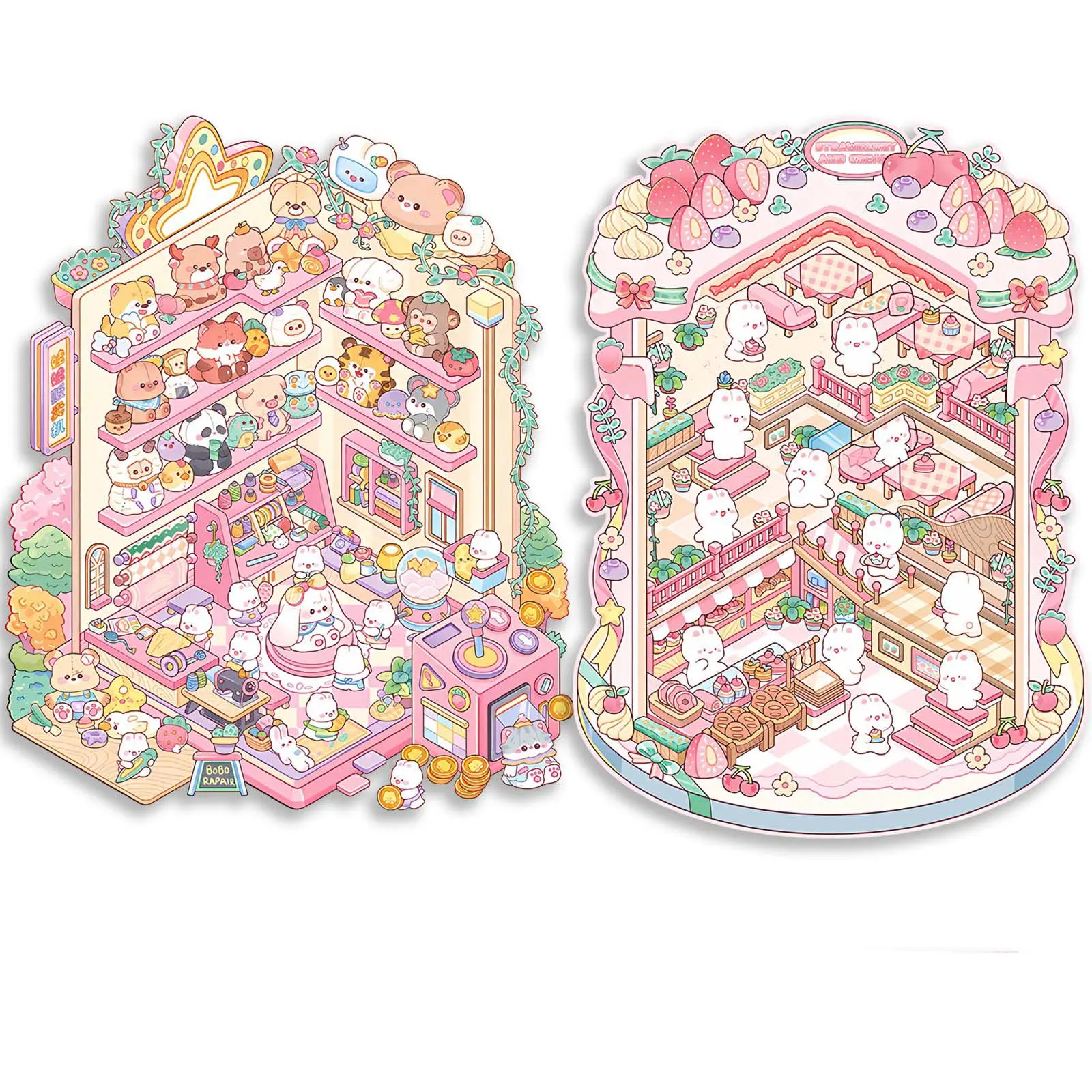 Big DIY 3D Sticker Scene Isometric Miniature Room Sticker Book, Reusable, Perfect Gift for Kids & Adults, Best Handmade Craft Kit