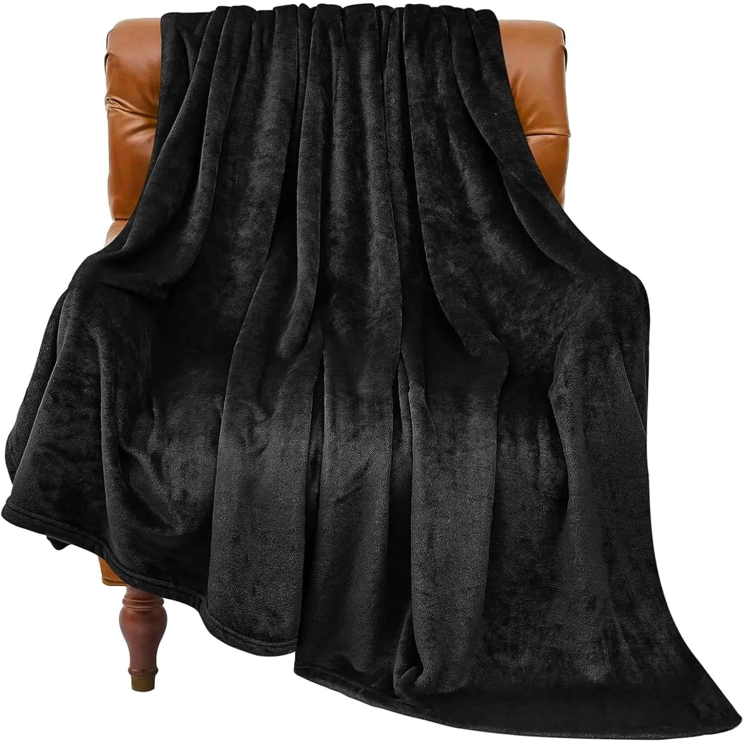 Fleece Blanket Soft Plush Throw for Couch Black 50"x60" |   Soft Fleece, Plush Microfiber, Lightweight Warmth, All Season, Fade Resistant, Machine Washable, Couch Sofa Bed