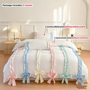 3pcs Princess Style Bedding Set, 1 Duvet Cover + 2 Pillowcases,without any filling, Single Twin Double Queen Size, All Seasons Use