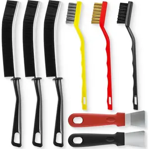 8 Pcs Cleaning Kitchen Cleaning Brush Set Multifunctional Gap Cleaning Brush 3-in-1 Ergonomic Durable Design for Groove Tiles Windows Faucet