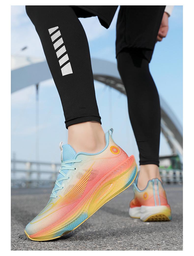 (New)Shoes For Men - Running Shoes For Men Of Large Size, Featuring A Blue And Pink Gradient Breathable Mesh, Shock-absorbing And Anti-slip Sole, And A Lace-up Closed Round Toe Design.These Are Casual Shoes Suitable For Running And Camping