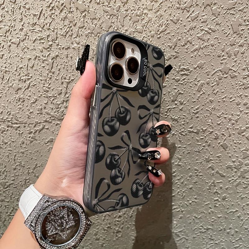 Cherry Pattern Case for iPhone 17 16 15 14 Pro Max 13 12 11 XR XS Plus Shockproof Drop Protection Durable PC Cover Non-Slip Design Gifts for Women Men