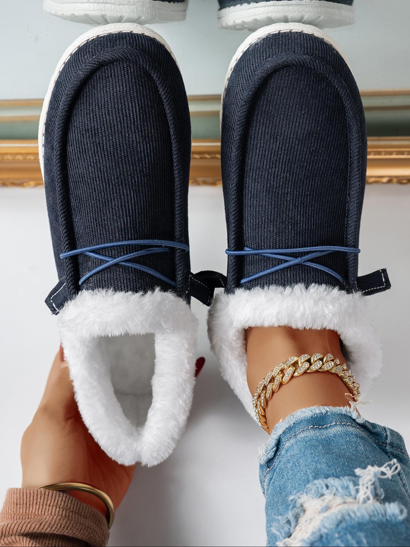 Women's Fleece Lined Corduroy Loafers, Warm & Lightweight Design, Perfect for Fall Winter Daily Wear, Home Outdoor Activities