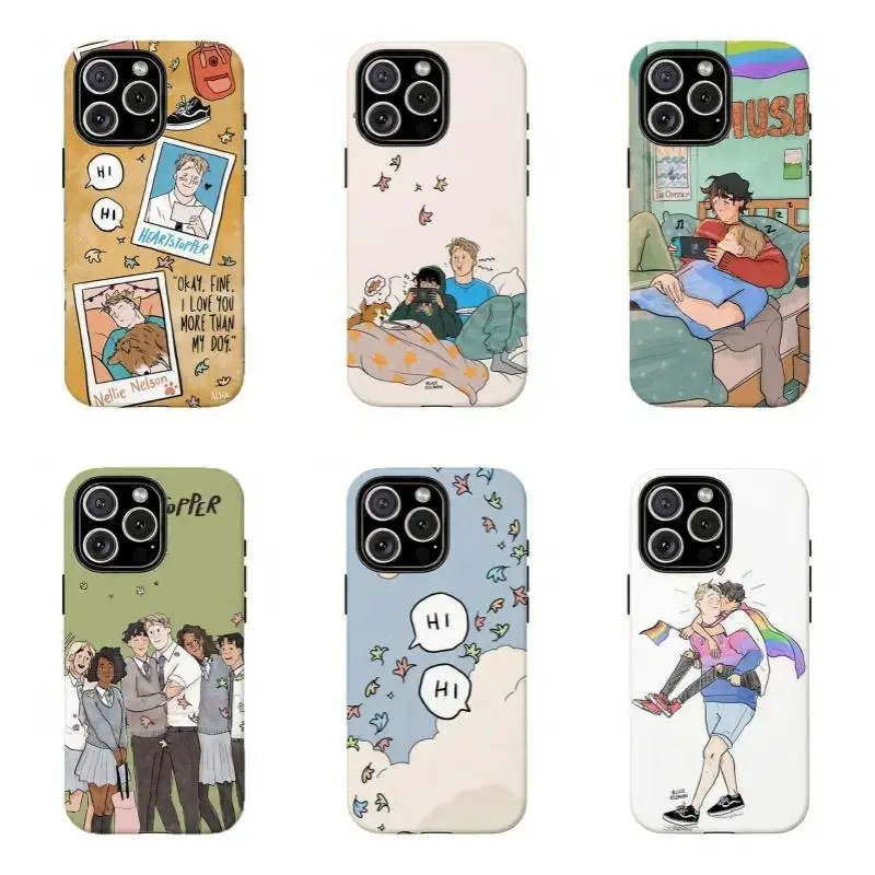 Hand-Drawn Heartstopper Phone Case - Iconic "Hi" Meme & Friend Group Tough Protective Case,Cover Suitable for iPhone 17-11 Pro Max/Plus and  Samsung Galaxy S23-25