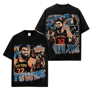 [100% Cotton] Vintage Karl-Anthony Towns KAT 32 Graphic Tee For Knicks Nation, Retro Basketball Shirt, Oversized Unisex Fan Tee, Game Day Apparel, NYC Hoops Streetwear, Y2K Sports Fashion, Gift for Basketball Fans