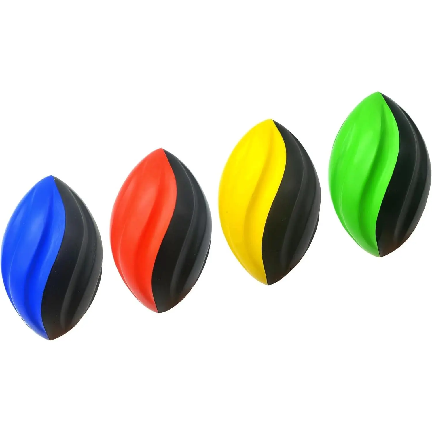 Kids' 7" Spiral Shape Small Size Soft Foam Footballs - 4 Pack, Available in Red, Yellow, Blue, Green
