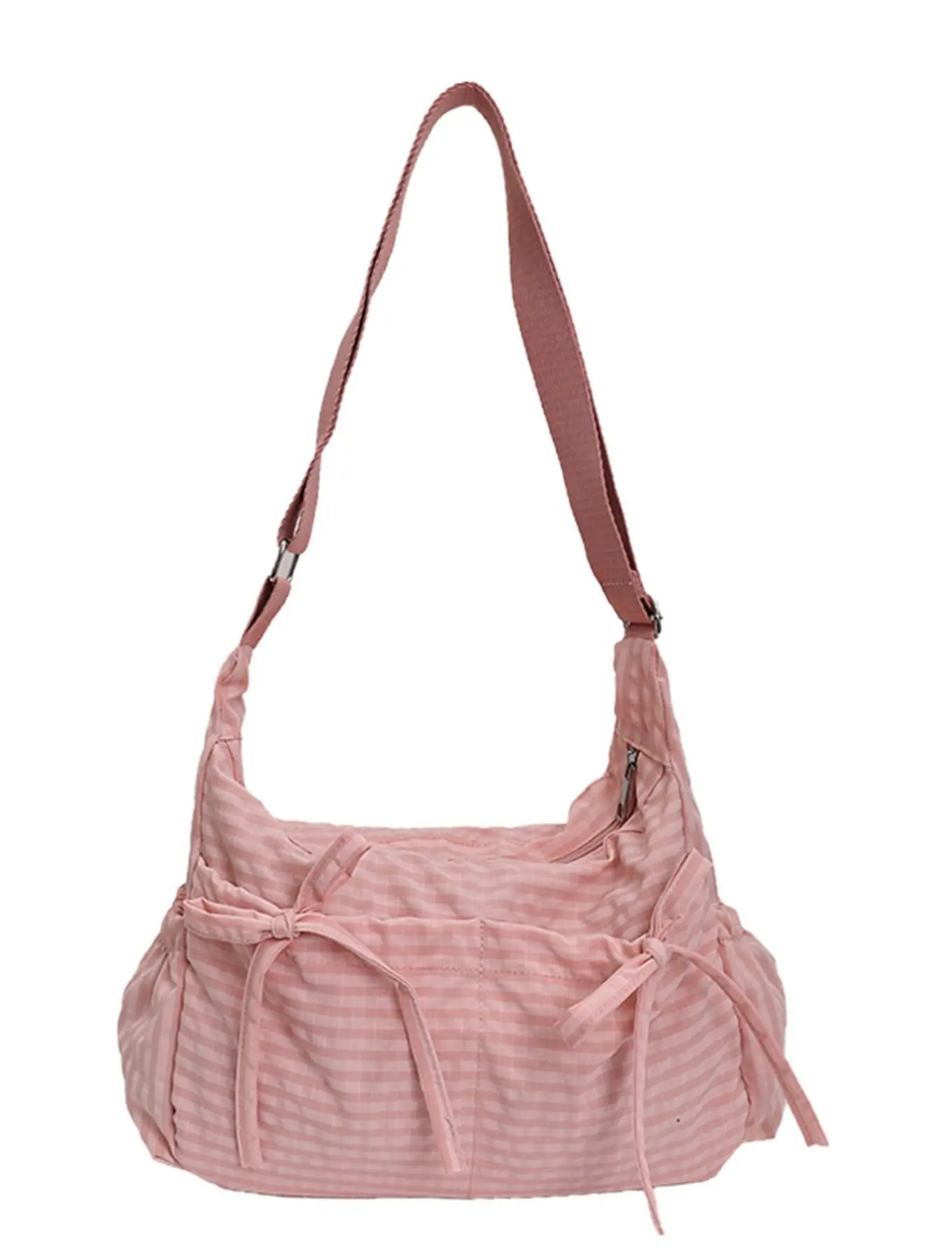 High-Quality Plaid Bow Tote Bag, Korean Soft Girl Style, Adjustable Strap Shoulder Bag, Large Capacity, Casual Commute Backpack, Bow Shoulder Bags