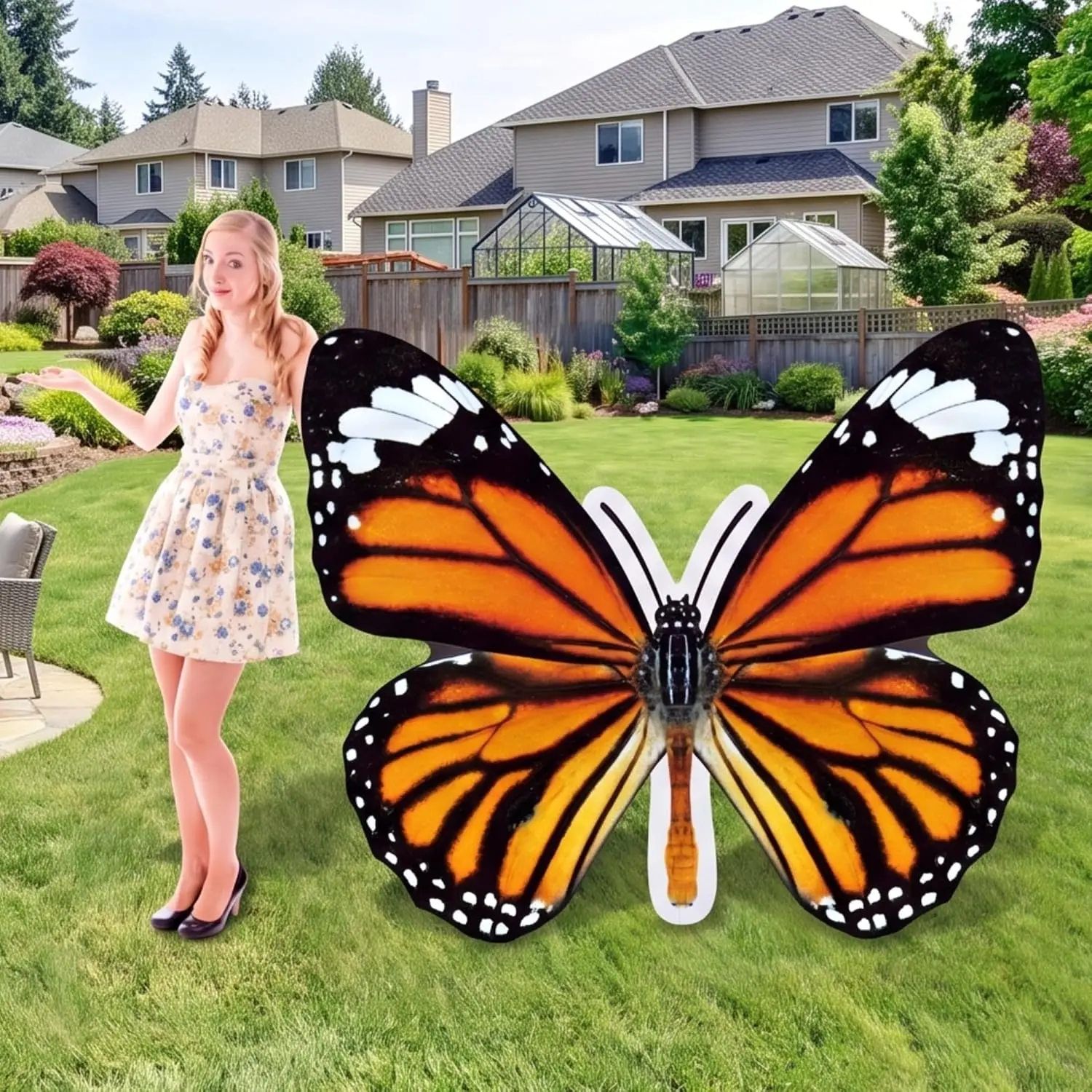 47-Inch Lightweight Butterfly Giant Cardboard Cutout Set, Life-Size Stand-Up Photo Prop, Gift-Worthy Decor for Birthday & Wedding Party Supplies, Selfie Frame Backdrop, Parties, 47 In