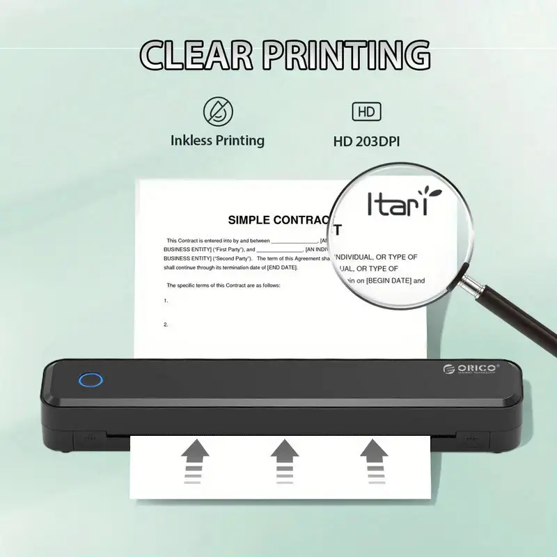 Inkless Thermal Printer A4, Wireless Portable Printer, Ideal for Travel, Business, Student Assignments, Office Document Printing, Printing Machine