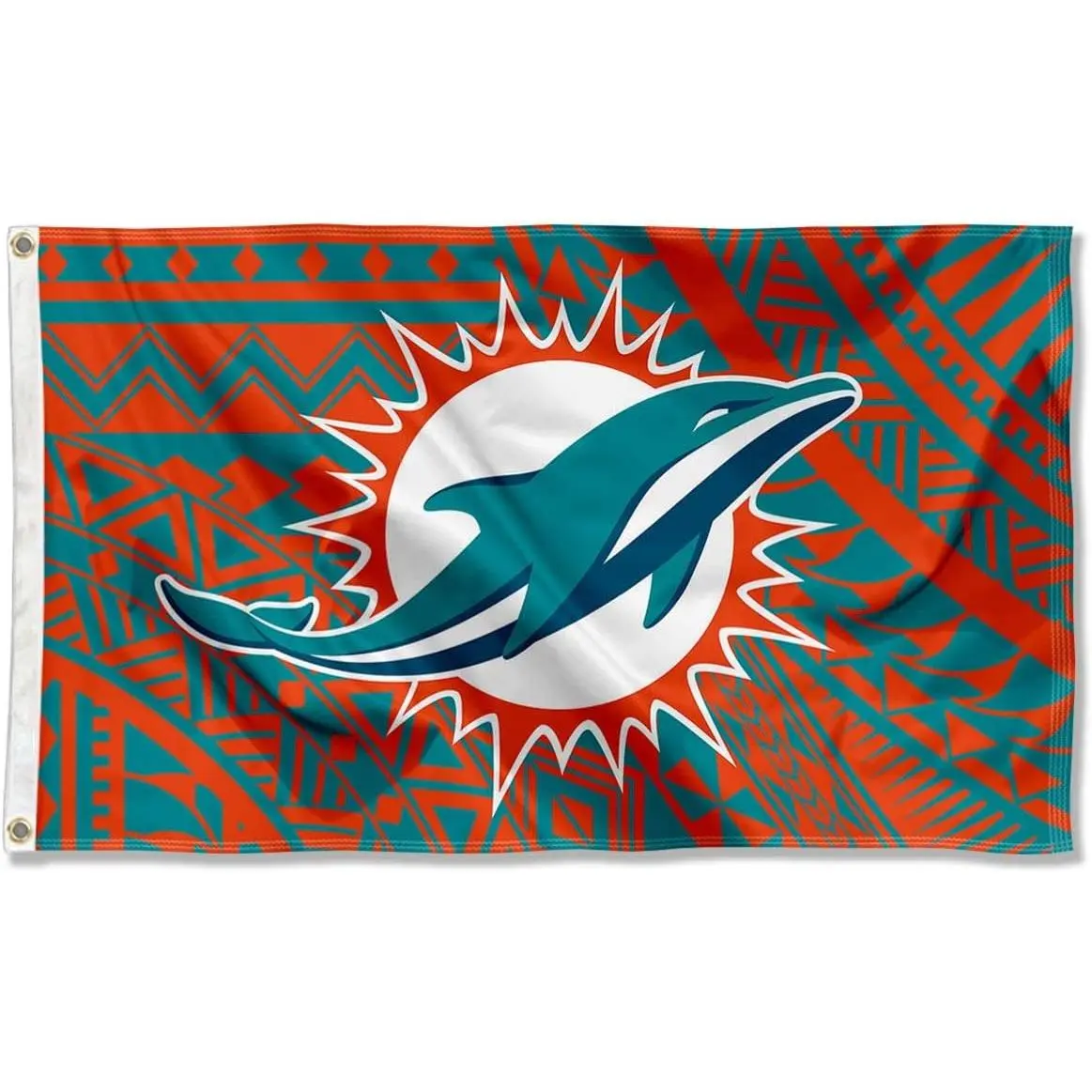 WinCraft Miami Dolphins Samoan Print 3x5 Grommet Flag, Lightweight Sports Collectible Banner for Decoration