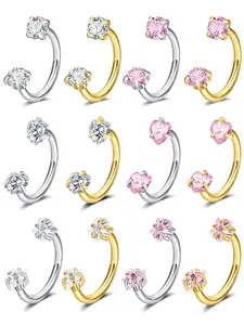 18g 316L Stainless Steel Horseshoe Ring, Nose Ring Nose Hoop Septum Ring, 4pcs Set, Hypoallergenic, Gift Choice