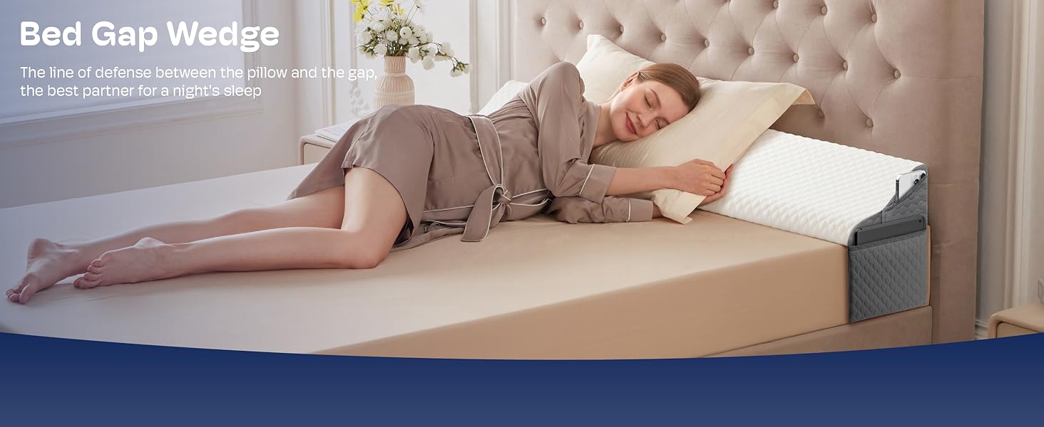 Full Size Wedge Pillow Headboard for Bed Gap Filler, Bed Wedge Pillow for Headboard Gap (0-8") Ergonomic Mattress Wedge Gap Filler for Stop Pillows, Phones & Items Falling Down(54"X10"X6")