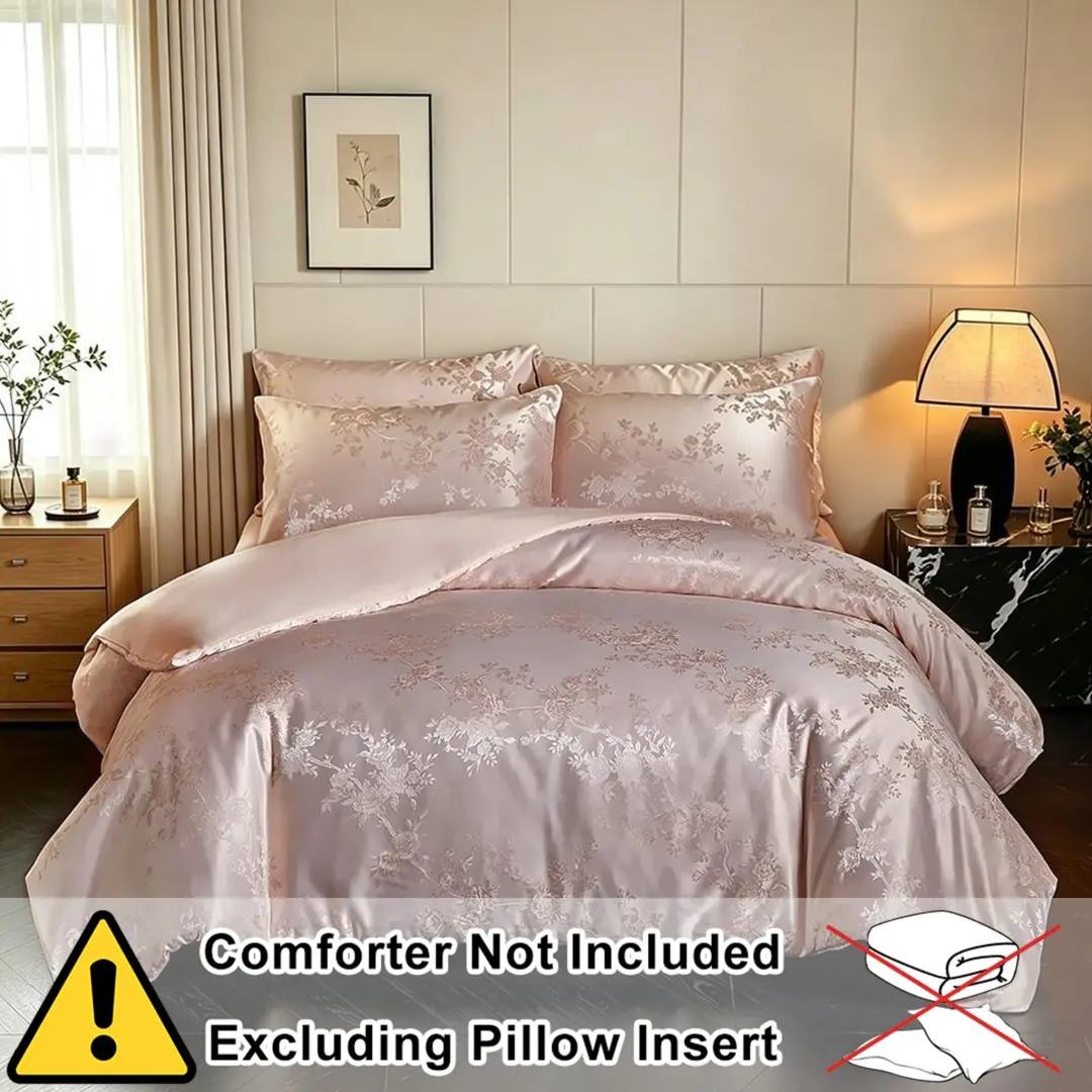 vintage jacquard floral duvet cover set (2/3 set including 1 duvet cover + 1/2 pillowcase), Decorative duvet cover, cool satin design, suitable for all seasons, 3 colors, 9 sizes, suitable for bedrooms, guest rooms, inn decoration rooms