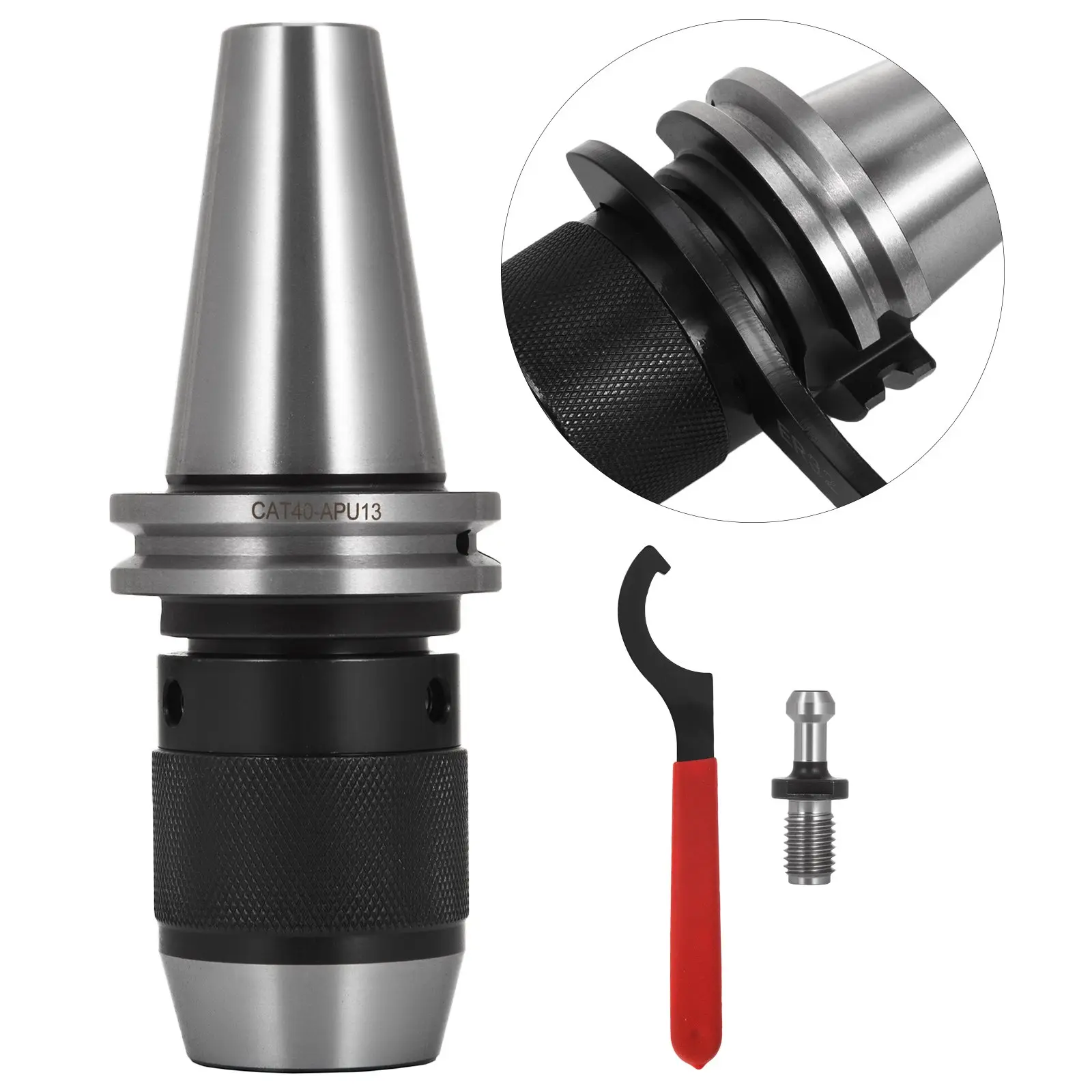 VEVOR Integrated CAT40 Collet Chuck Keyless Drill Chuck 1/2 inch for CAT40 CNC Engraving Machine Milling Lathe Tool (CAT40)