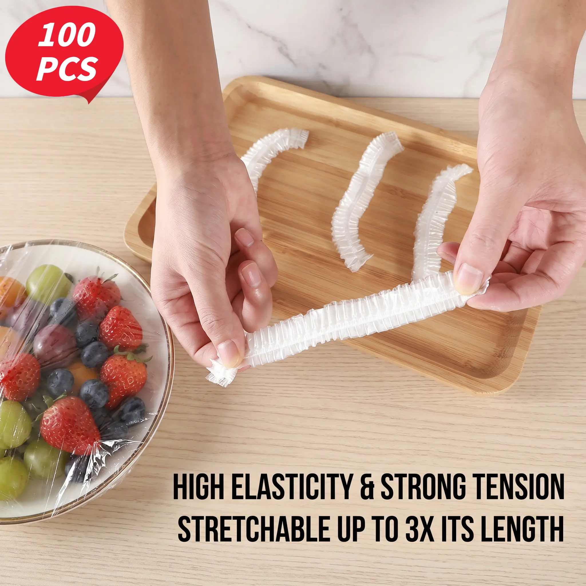 100/300 PCS Reusable Food Fresh Keeping Cover, Clear Elastic Plastic Food Storage Cover, Household Kitchen Accessories for Indoor & Outdoor, Containers-YY1